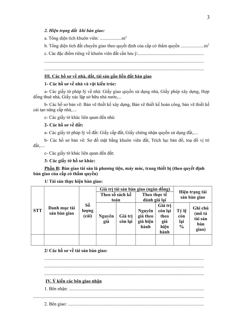 Tại sao cần bàn giao tài sản?