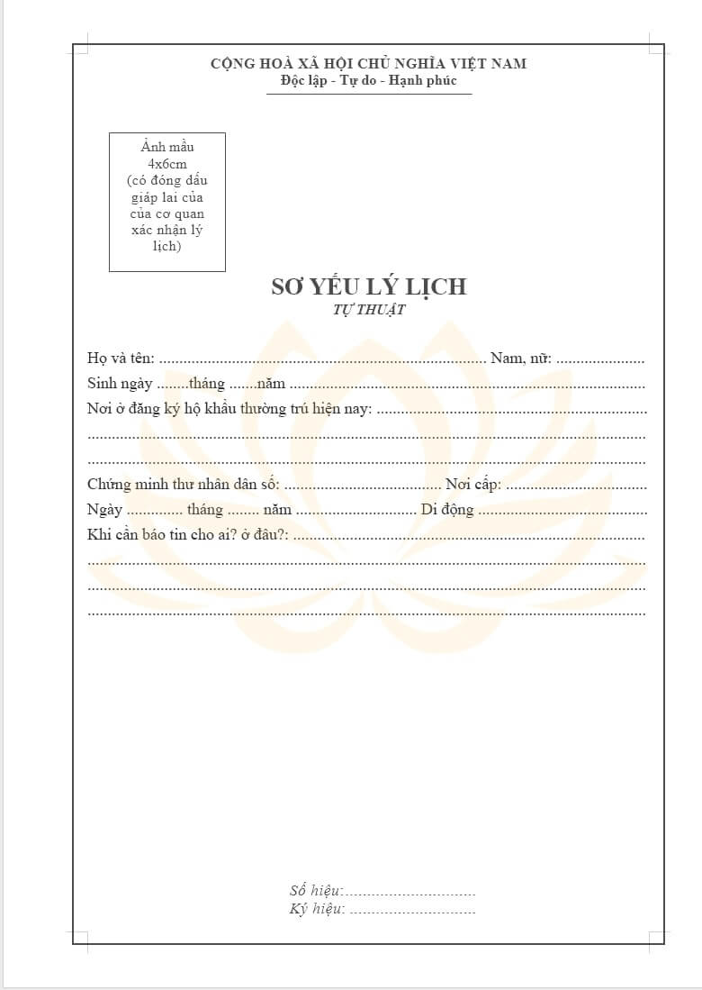 Ảnh hồ sơ 3×4 hoặc 4×6 