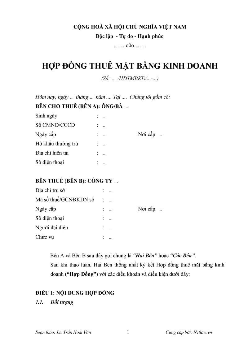 Những thông tin cần chú ý trong hợp đồng thuê nhà kinh doanh