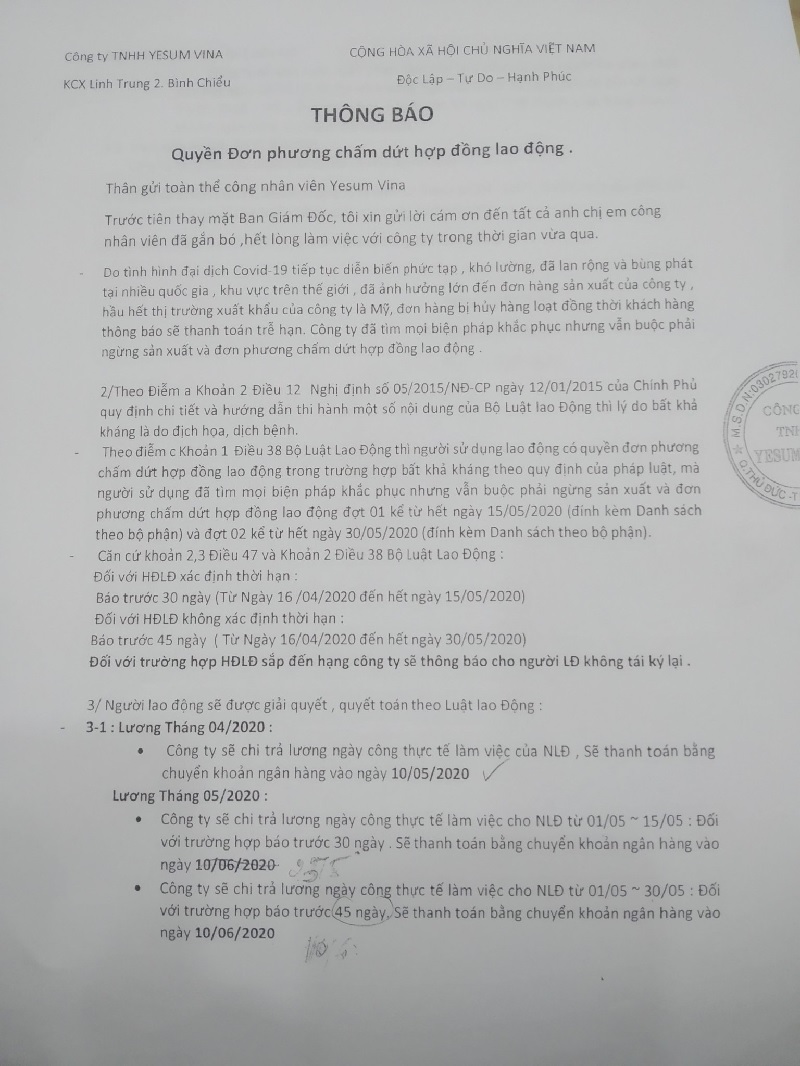 Biên bản thanh lý hợp đồng đơn phương