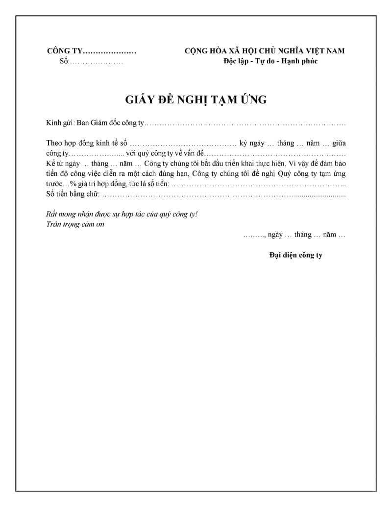 Một số mẫu giấy đề nghị tạm ứng mới nhất 2021 để bạn tham khảo