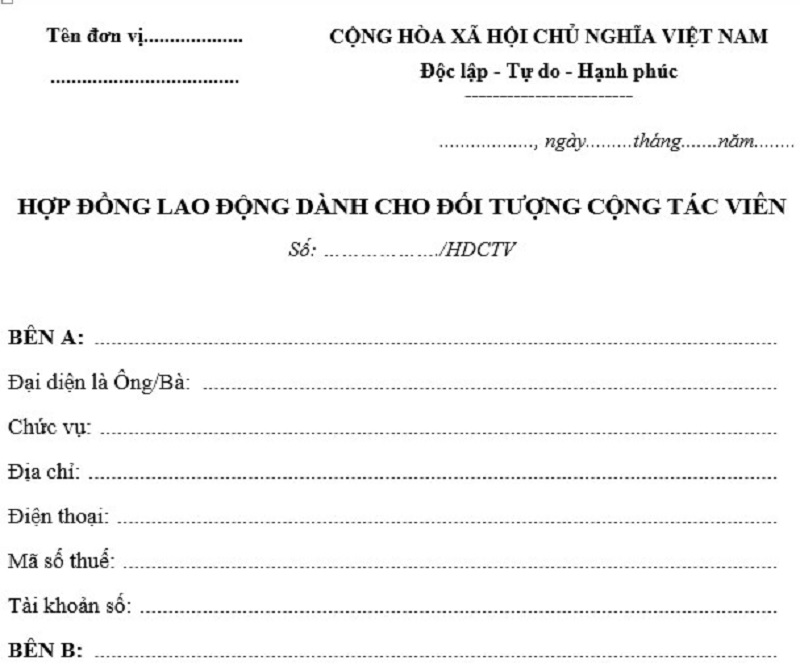 Hướng dẫn viết của Mẫu hợp đồng cộng tác viên 