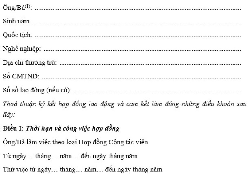 Hướng dẫn viết của Mẫu hợp đồng cộng tác viên 