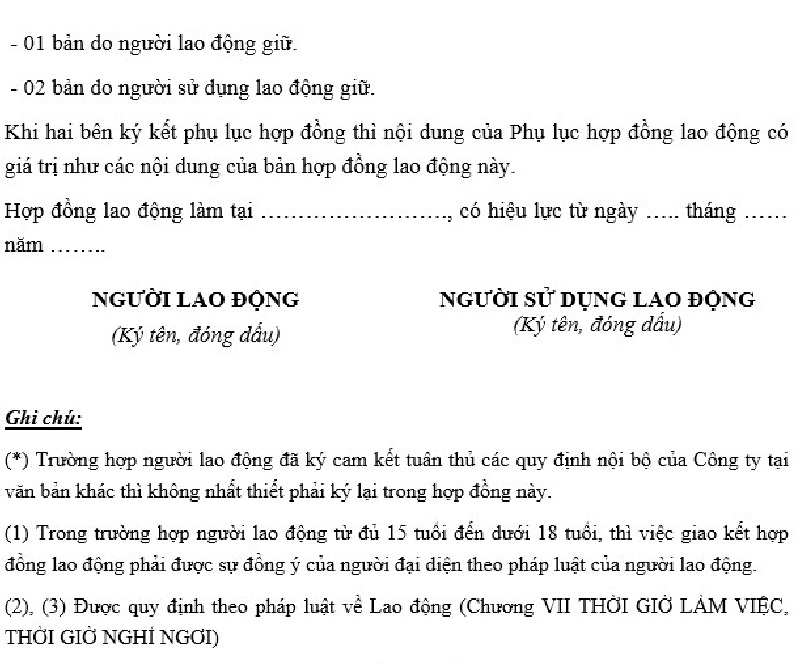 Ký kết hợp đồng: ghi rõ họ tên, chữ ký của cộng tác viên hoặc đại diện bên sử dụng.