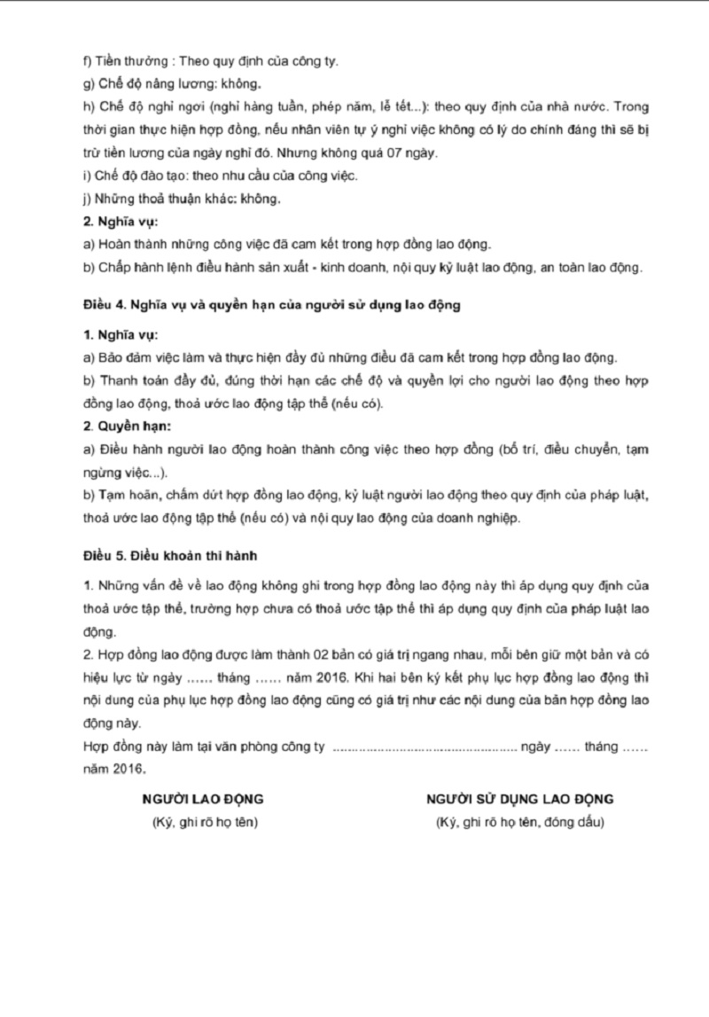 Mẫu hợp đồng thời vụ thứ 2