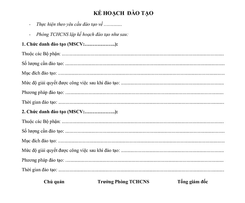 Các bước để lập mẫu kế hoạch đào tạo